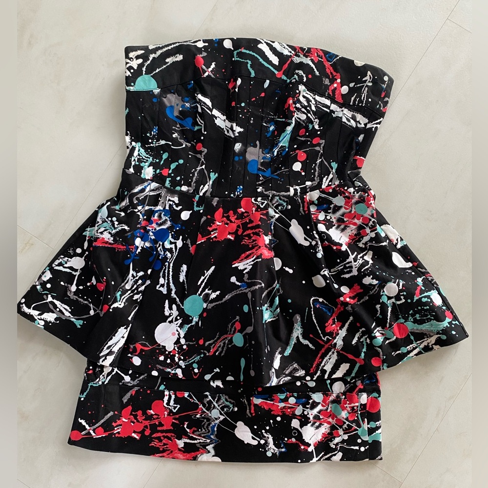 Charlotte Russe - Women’s Small - Paint Splatter Double Skirt Strapless Dress